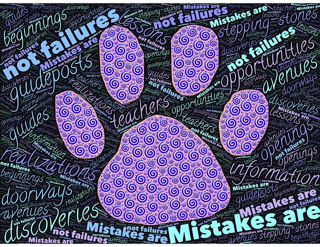 Word cloud with positive messaging, mistakes are not failures 