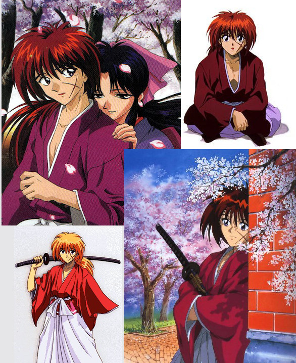 Collage of four images of Rurouni Kenshin animated show